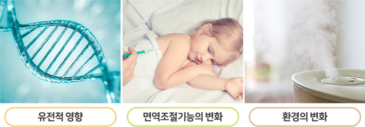 유전적 영향, 면역조절기능의 변화, 환경의 변화